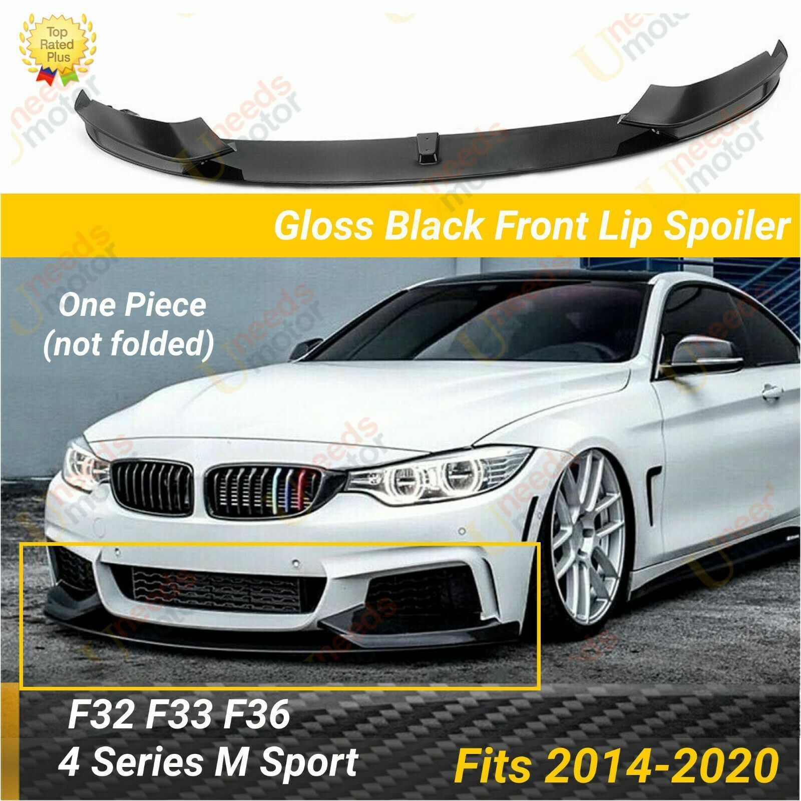 Fits 2014-2020 BMW F32 F33 F36 4 Series M Sport Glossy Black Front Lip Spoiler