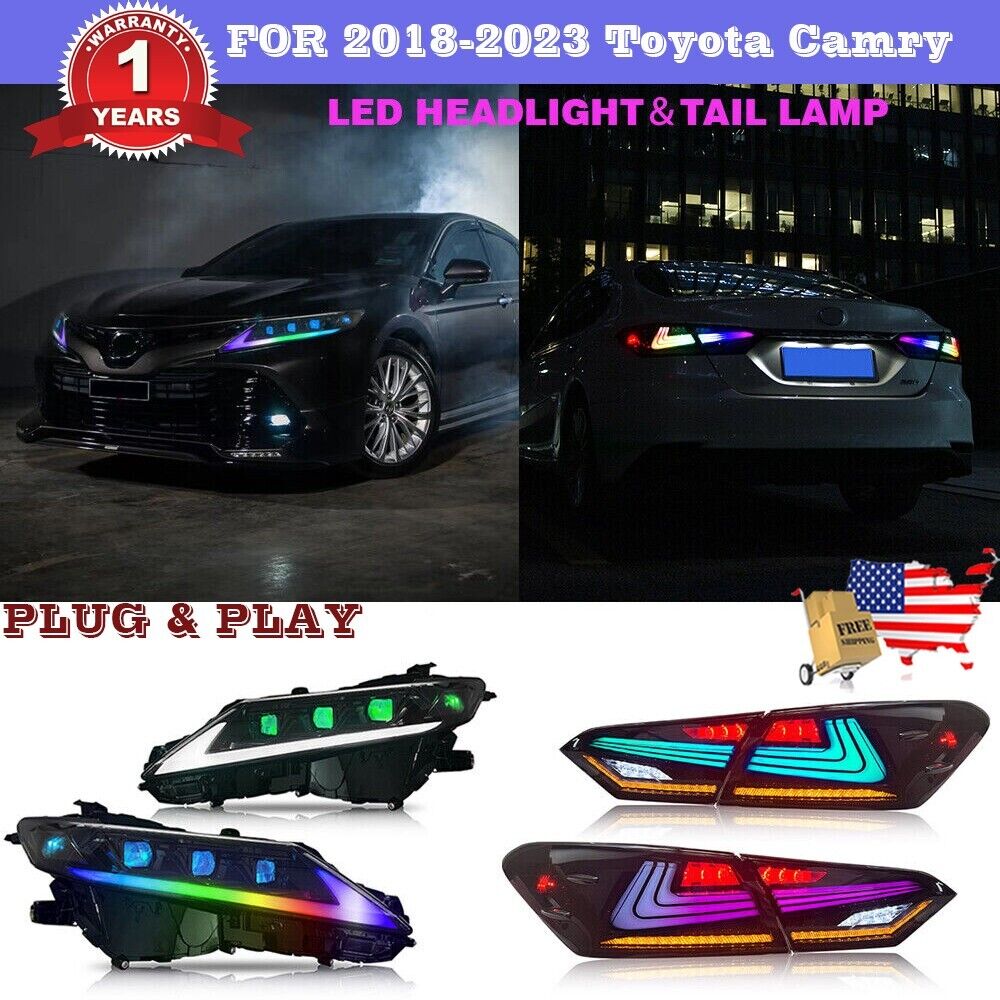 Fit For 2018-2023 Toyota 8th Camry XSE XLE SE LE LED RGB Headlights ＆ Tail Lamps