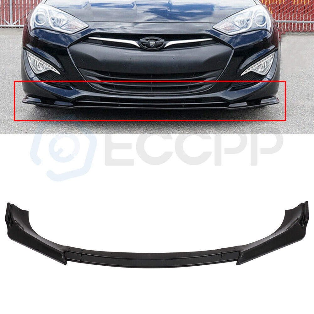 Fits 2013-2016 Hyundai Genesis Coupe 3pcs Gloss Black Front Bumper Lip