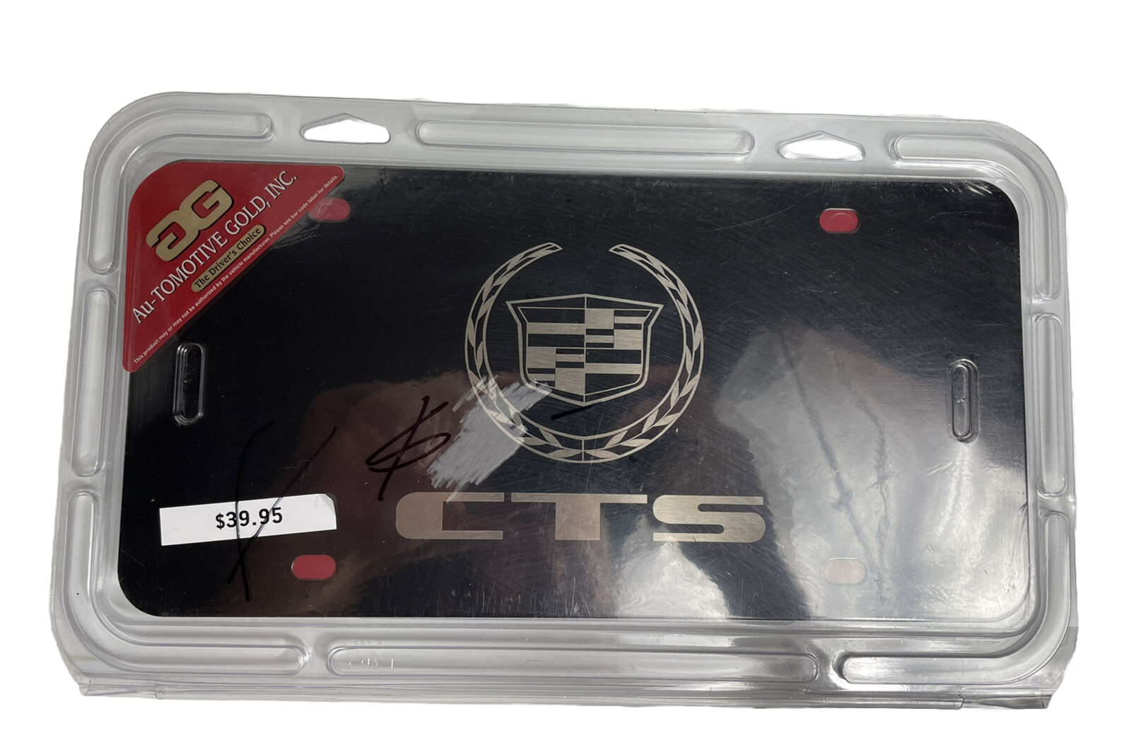 GM PL.CTS.EB Au-Tomotive Gold Stainless Steel License Plate for CTS Black