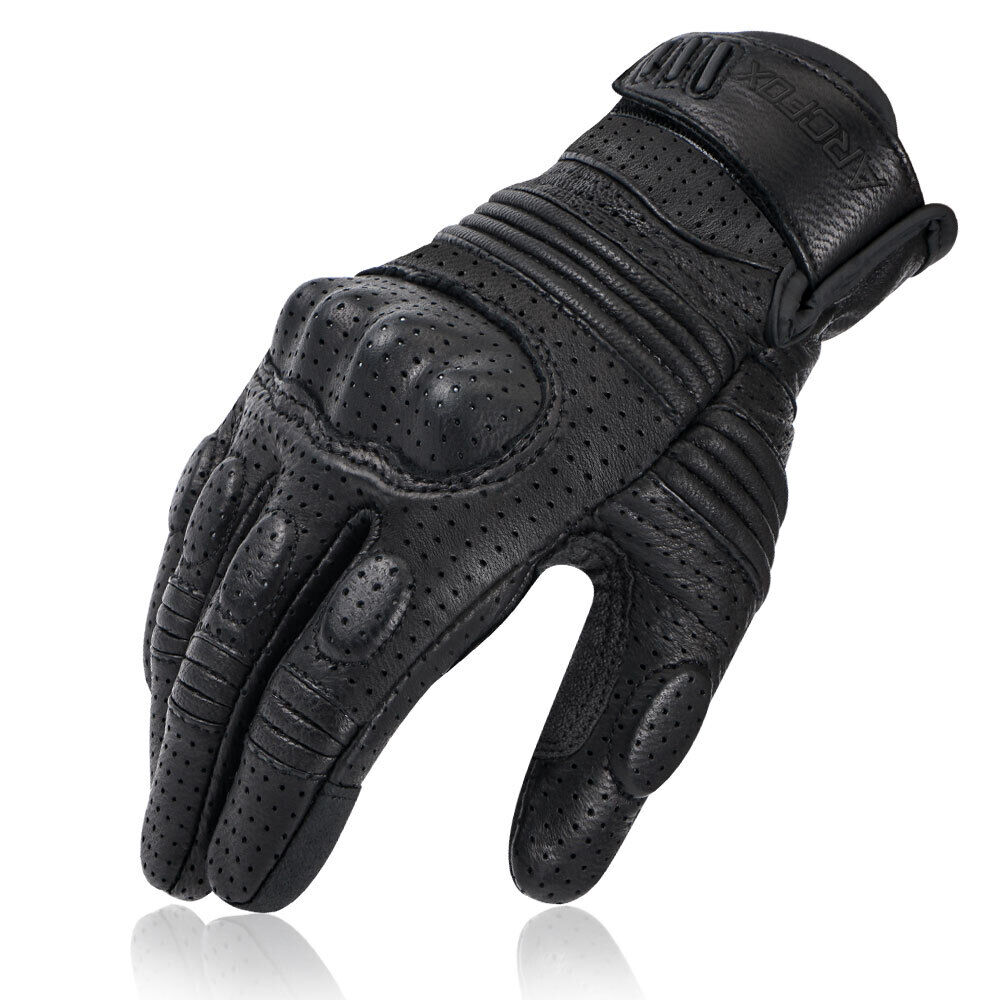 Goat Leather Motorcycle Gloves Riding Carbon Fiber Perforated Touchscreen Summer