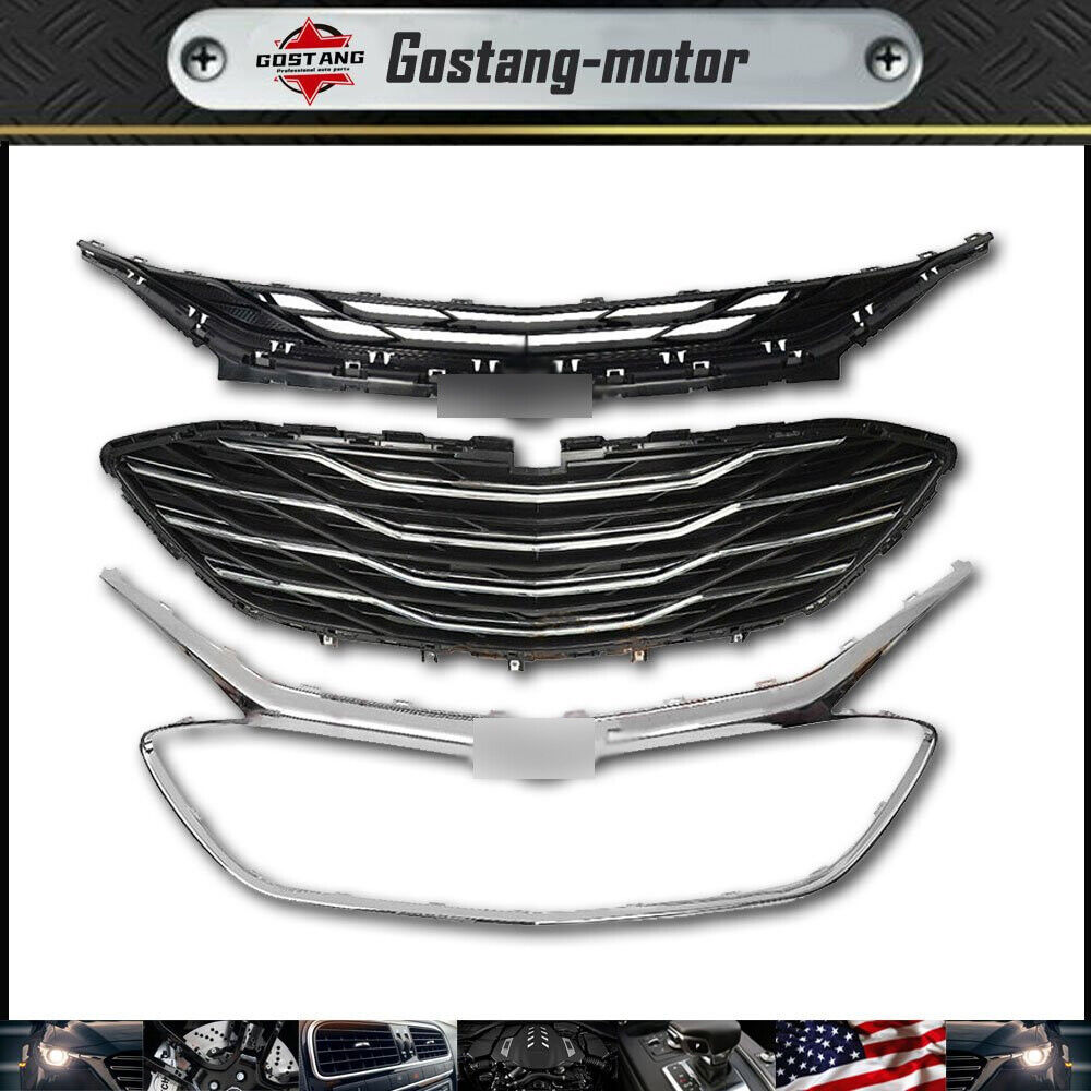 For Chevrolet Malibu 2019 2020 Front Upper Grille Lower Grill Silver Black