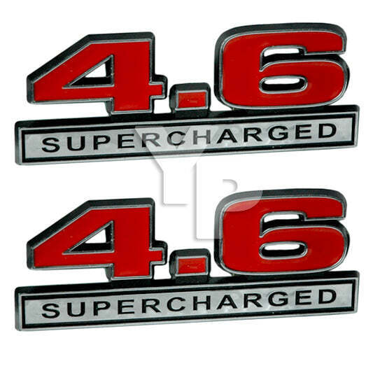 Red & Chrome 4.6 Liter Supercharged Engine Emblem Badge Logo  - 5\