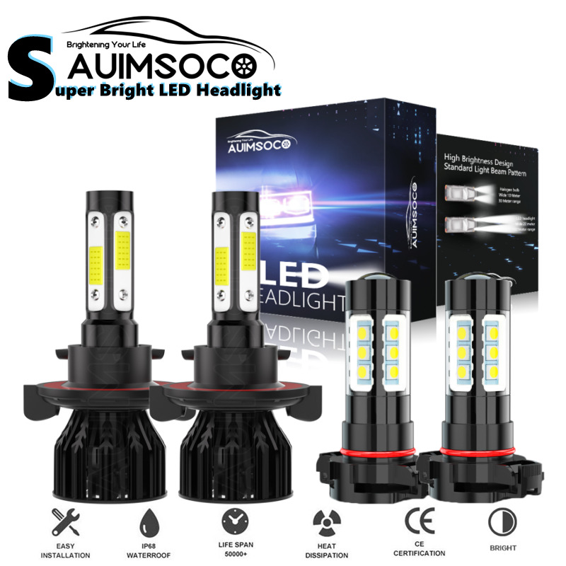 For 2007-2014 GMC Yukon H13+5202 LED Headlights + Fog Light Bulbs Upgrade Kit