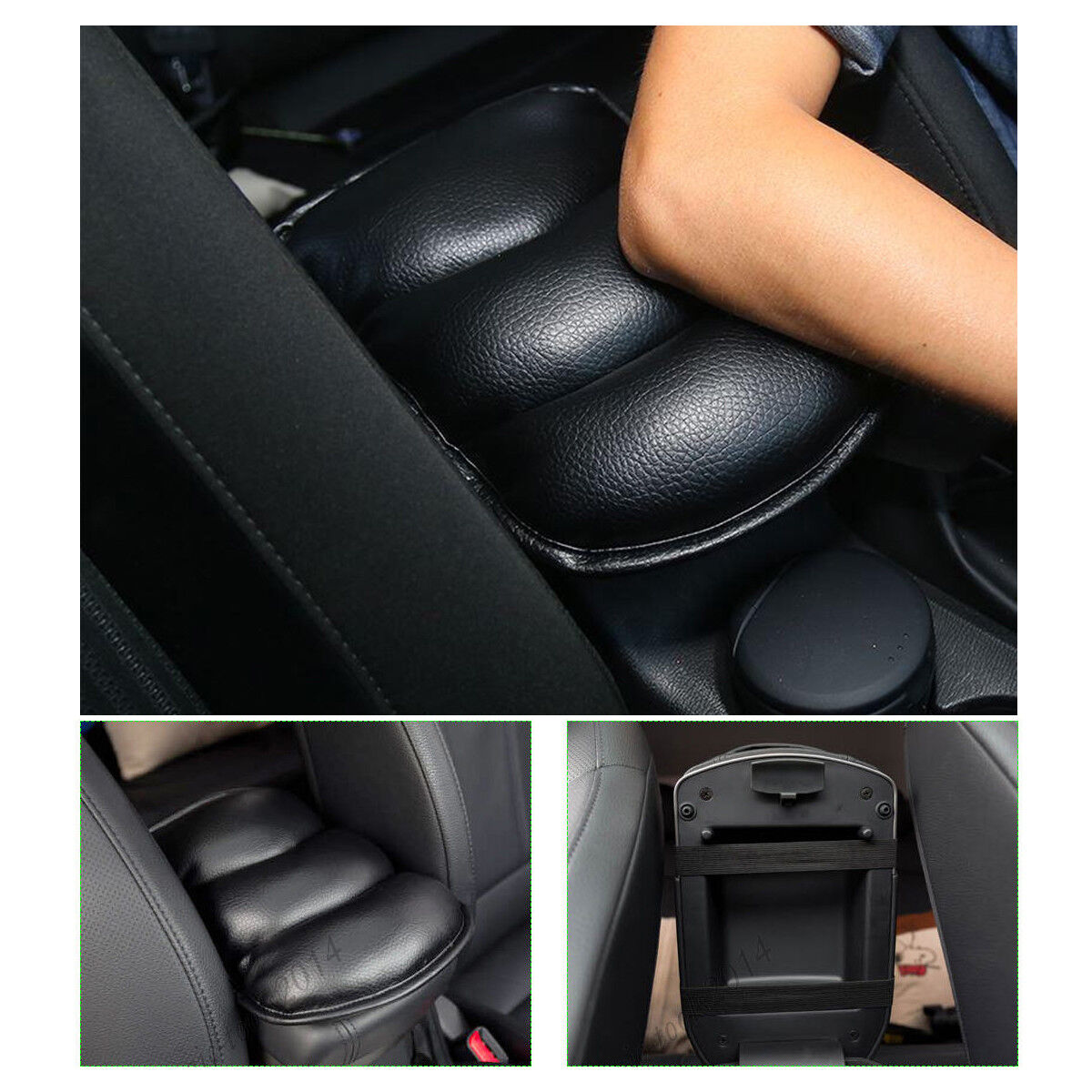 Car SUV Center Box PU Armrest Console Soft Pad Cushion Cover Wear Durable Black