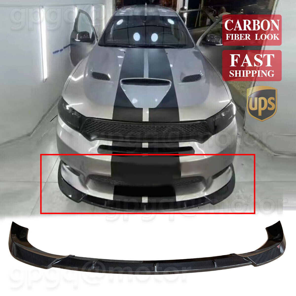 For Dodge Durango SRT 2018-2020 Carbon Fiber Front Bumper Lip Splitter Spoiler