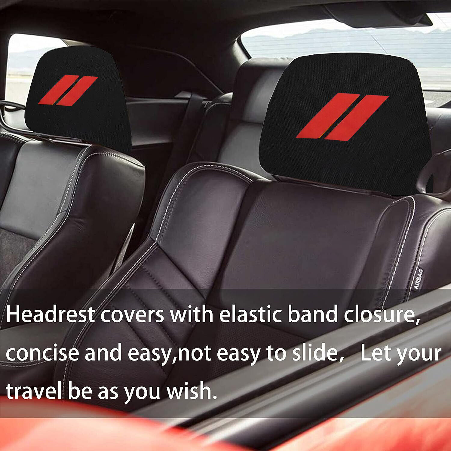 2pcs For Dodge Journey Dart SRT Car Headrest Cover Red Soft Fabric Pillow Case