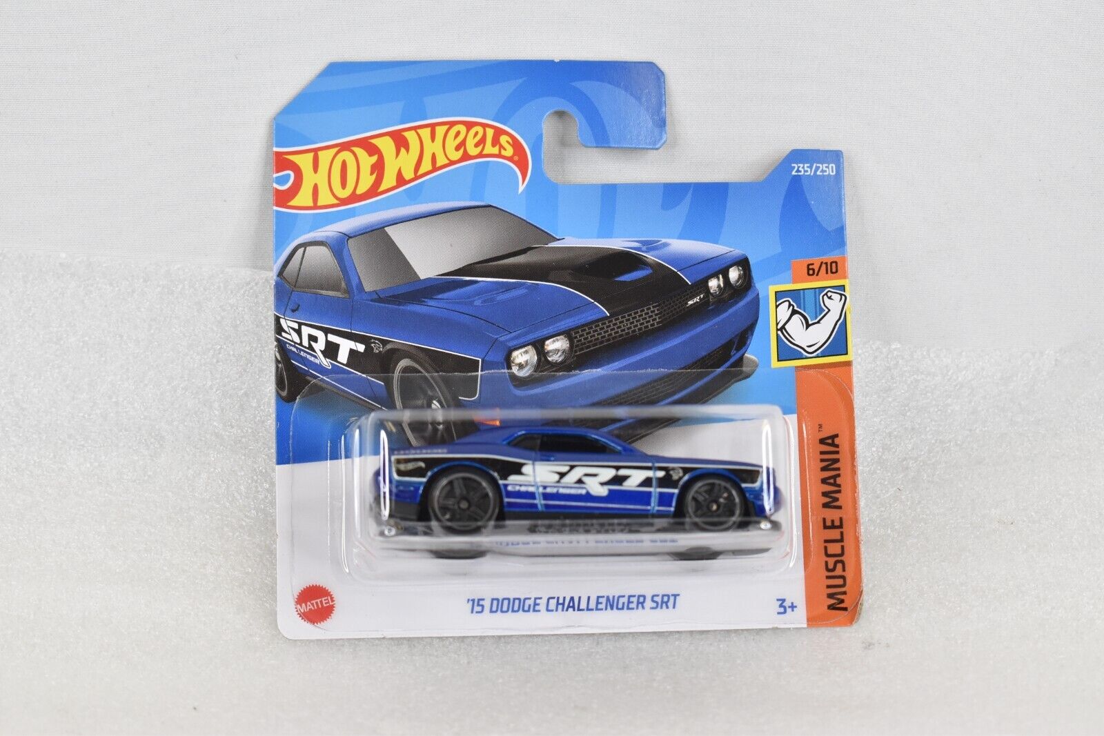 2022 Hot Wheels #235 Blue 15 Dodge Challenger SRT Muscle Mania P Case Short Card
