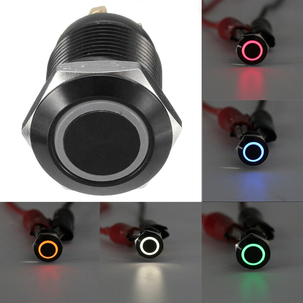 1x 4 Pin 12V 12mm LED Light Metal Push Button Momentary Switch Car Accessory