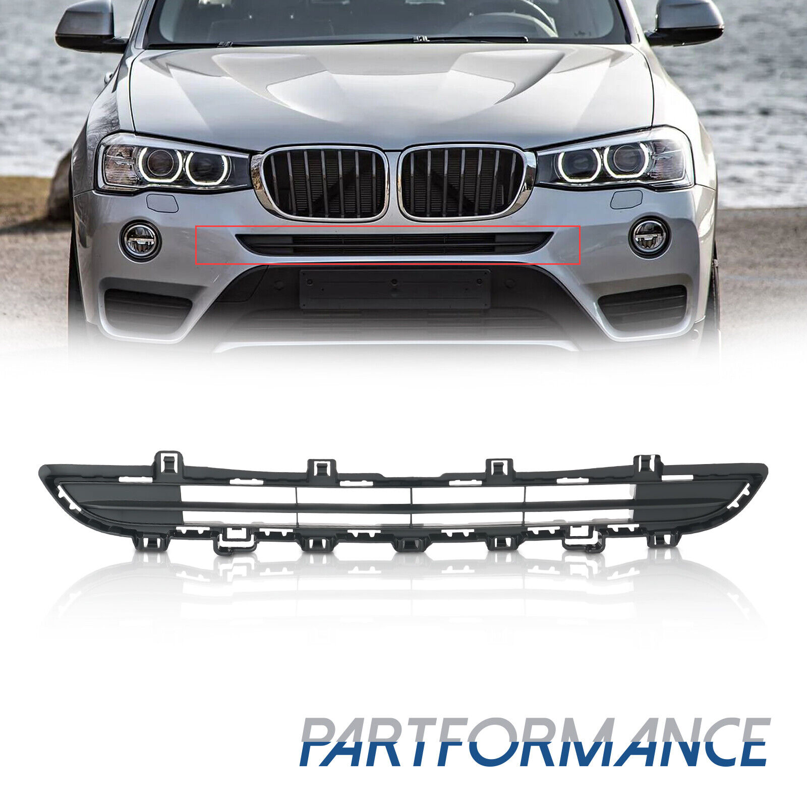 Front Center Bumper Face Bar Grille Grill Front Upper for BMW X3 2015-2017