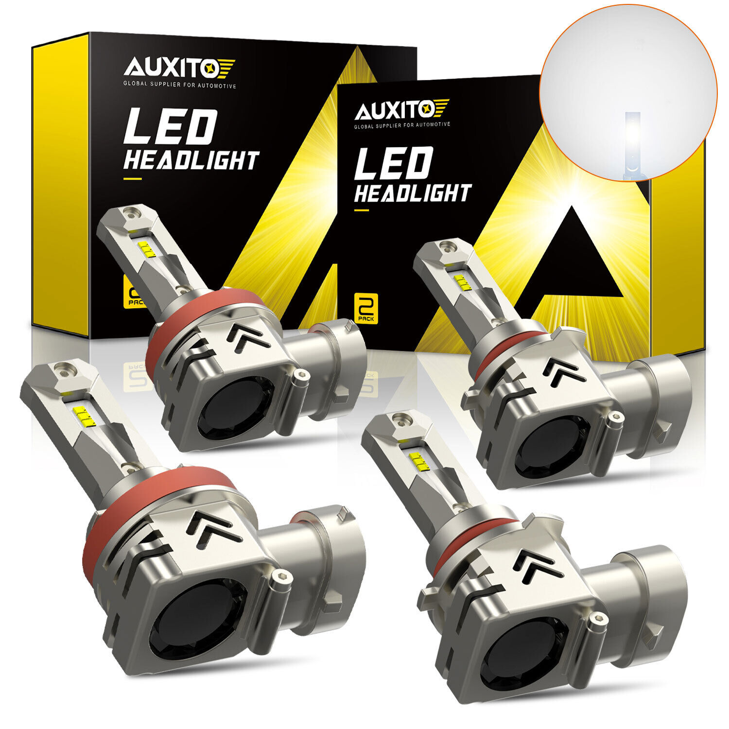4/8X AUXITO 9005 H11 LED Headlight Bulbs Conversion Kit High Low Beam Bright NEW