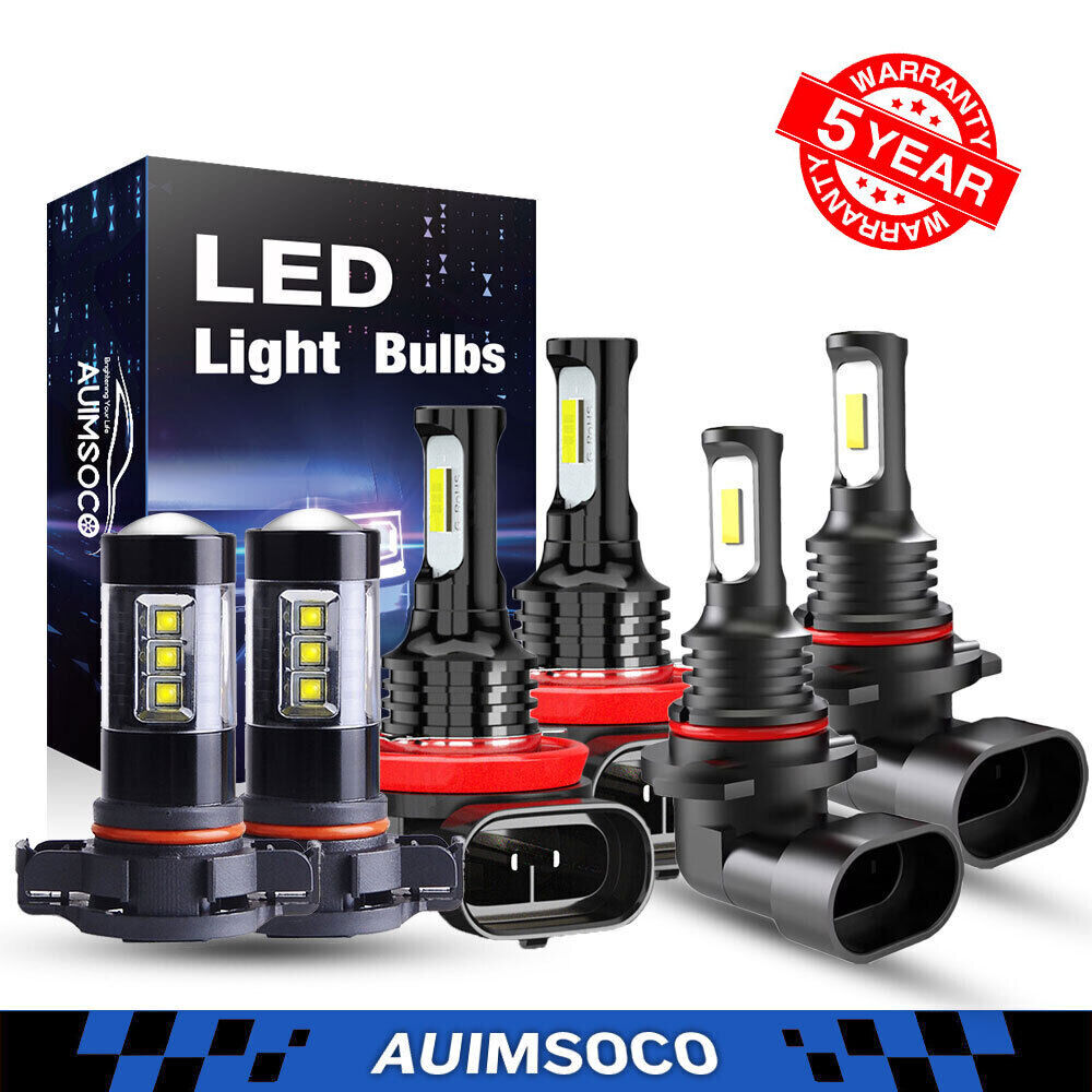LED Headlight + Fog Light Bulbs Combo For Chevy Silverado 1500 2500HD 2007-2015