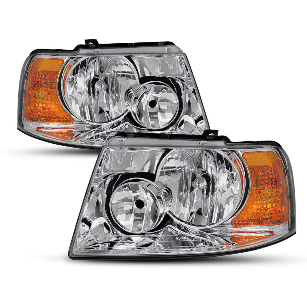 For 2003-2006 Ford Expedition Headlights Housing Chrome Headlamp Replacement NEW