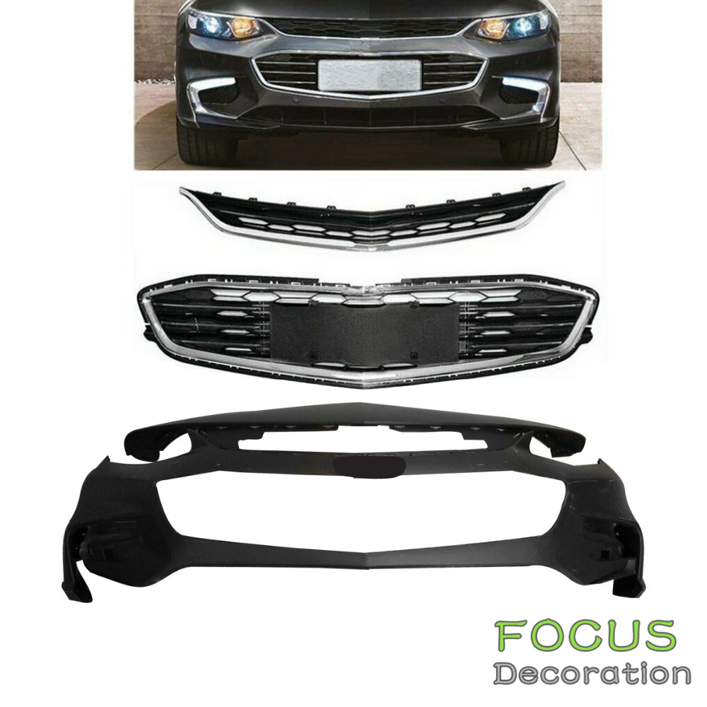 For 2016 2017 2018 Chevy Malibu Front Bumper Cover&Front Upper and Lower Grille