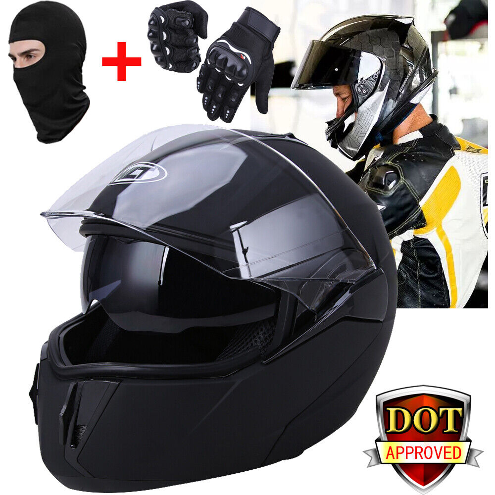 DOT Modular Helmet Flip Up Full Face Dual Visor Racing Bike Motorcycle M XL XXL