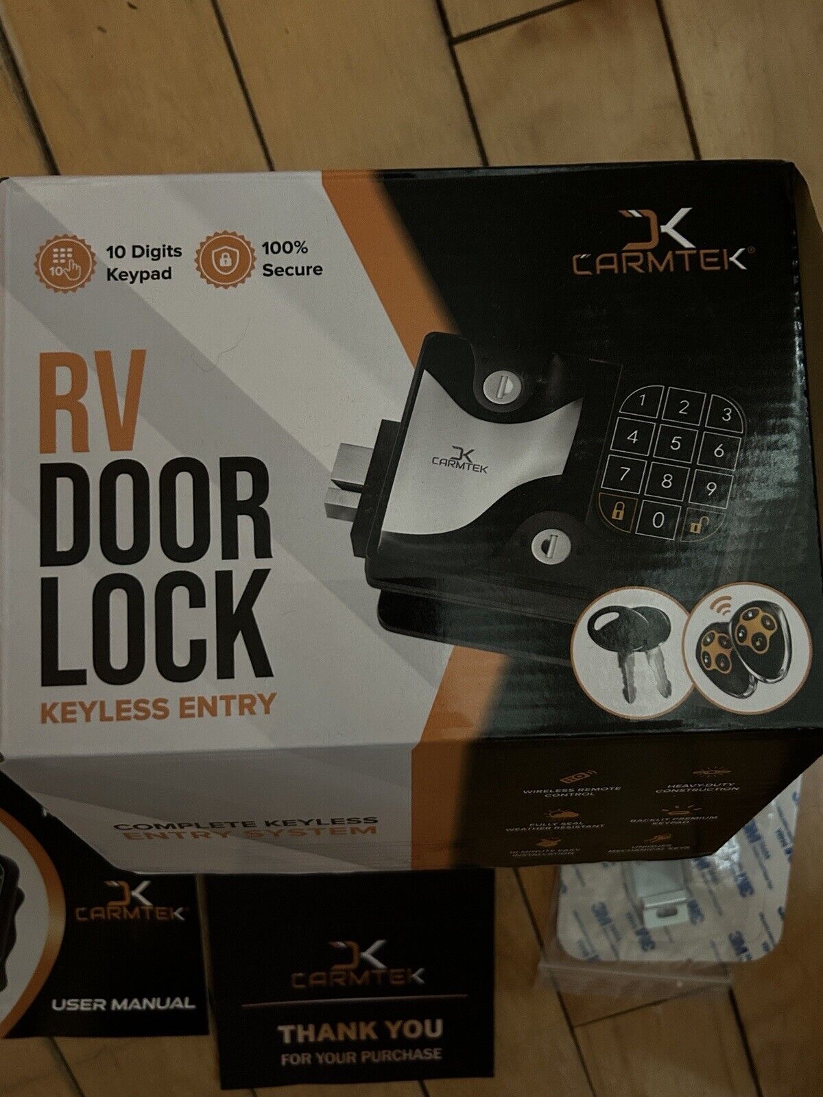 Carmtek Black Lock Latch Handle Knob 8 Digits Keyless Entry RV DoorLock Open BOX