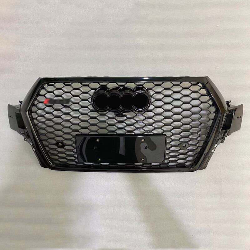 For Audi Q7 SQ7 2016-2019 RSQ7 Style Black ring Honeycomb Front bumper Grille