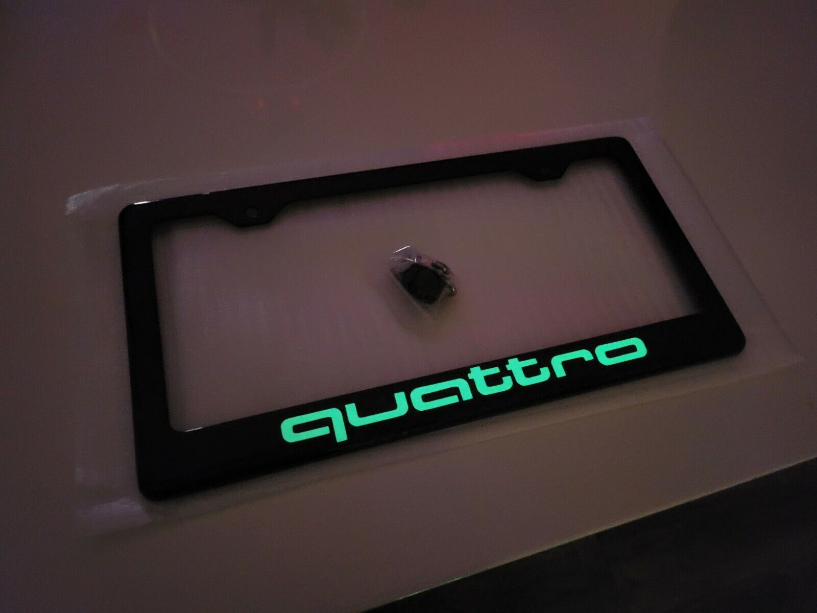 Audi Quattro Glowing Carbon Fiber License Plate Frame 100% Carbon Material