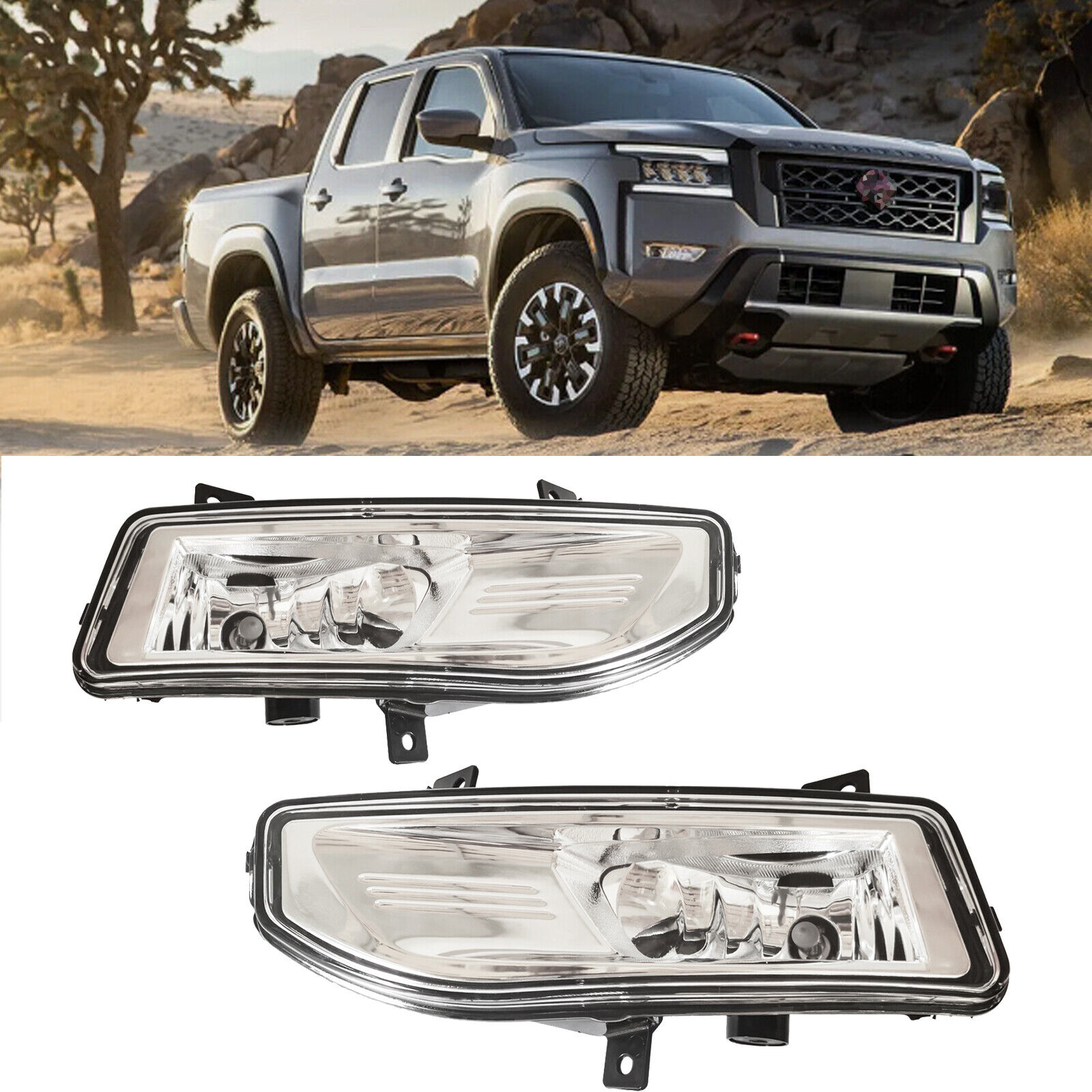 For 2022-2024 Nissan Frontier S/SV Fog Lights Front Clear Bumper Lamps