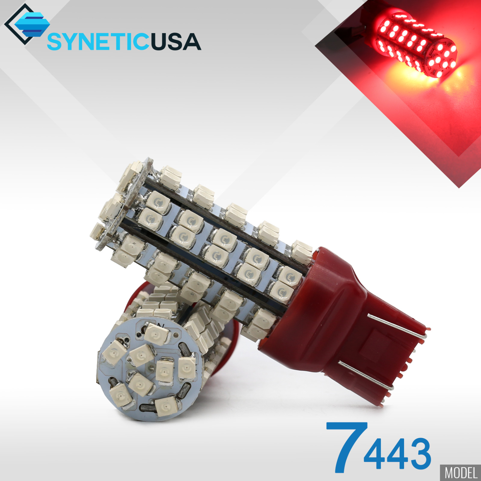 4x 7443/7444NA Red 3528 68-SMD Turn Signal Parking Dual Filament LED Light Bulbs