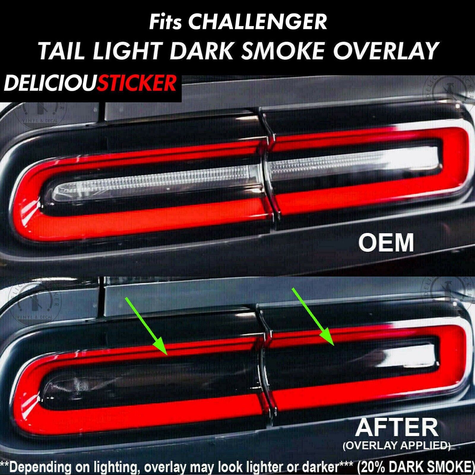 For 2015-2023 CHALLENGER Tail Light SMOKE Rear PreCut Overlay Tint Hellcat Vinyl