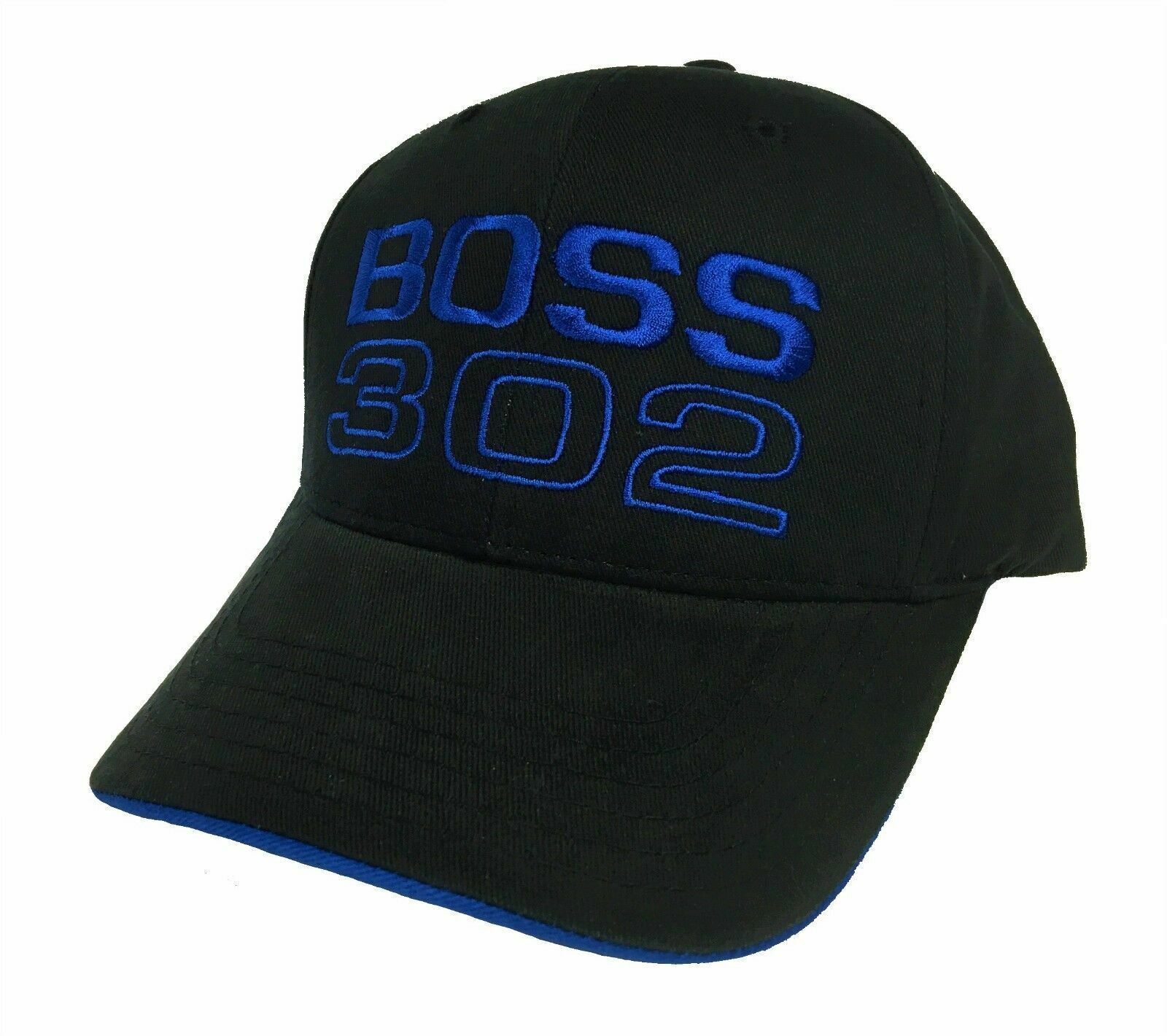 NEW LICENSED FORD MUSTANG BOSS 302 BLACK ADJUSTABLE HAT CAP