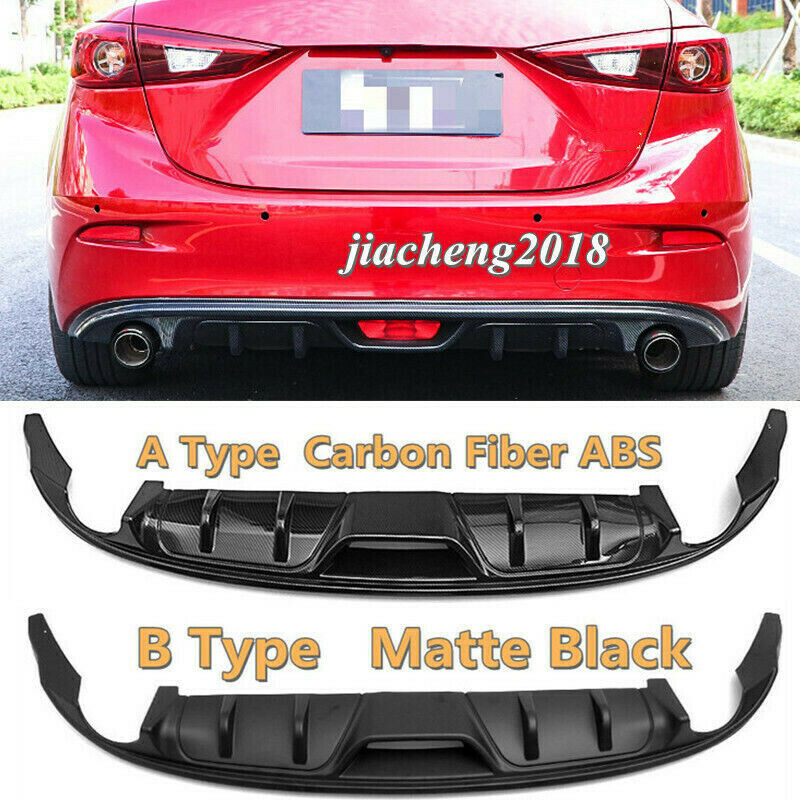 For Mazda 3 AXELA Sedan 2014-2018 ABS Carbon Fiber Rear Lip Bumper Diffuser Kit