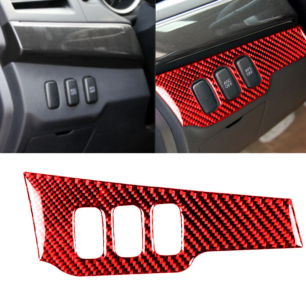 For Mitsubishi Lancer 2008-15 Red Carbon Fiber Headlight Switch Panel Cover Trim