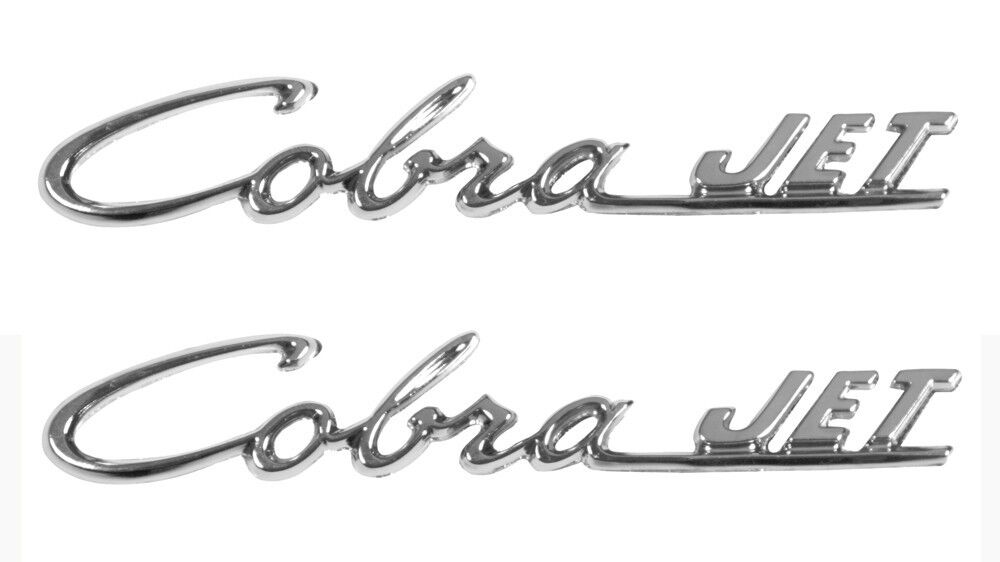 NEW 1969-1970 FORD MUSTANG Cobra Jet Metal Chrome Hood Script Emblems Stick on