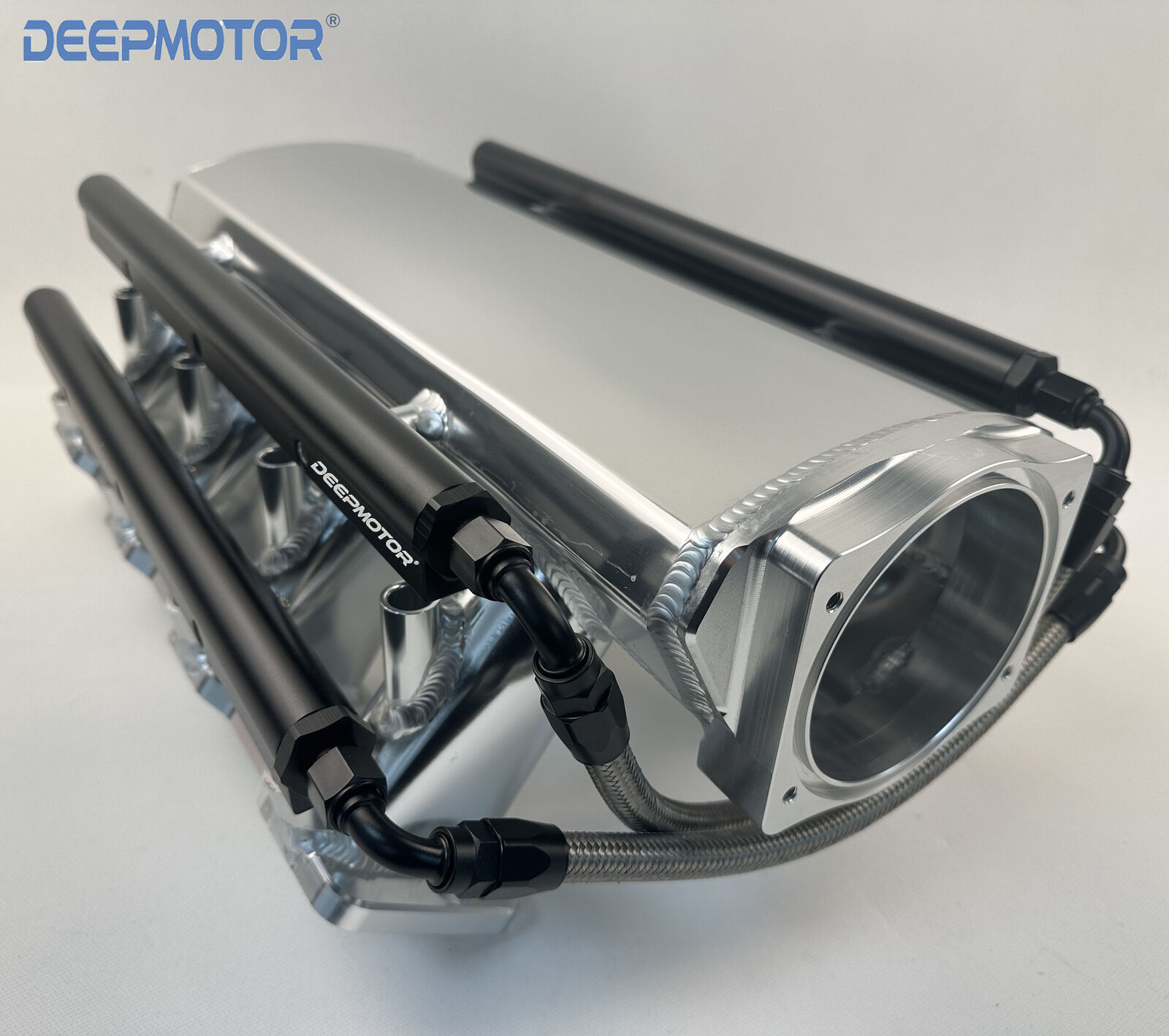 Deepmotor 102mm Dual Fuel Rails LS3 L92 Intake Manifold 16 injectors Silver