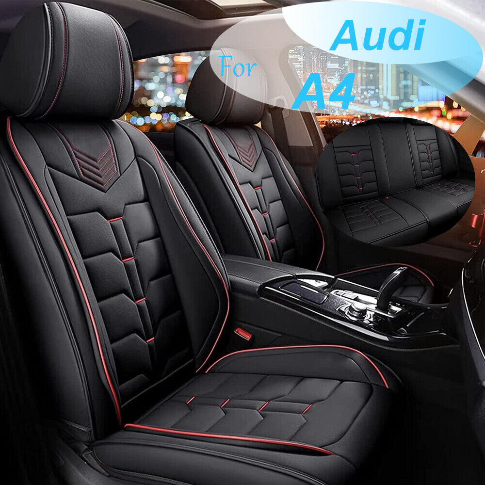 Fit For Audi A4 2009-2024 Car 5 Seat Front & Rear Cover Cushion Pad Fuax Leather