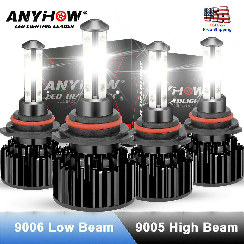 4x 9005 9006 LED Combo Headlight Bulbs 4SIDE High Low Beam Kit Xenon Super White