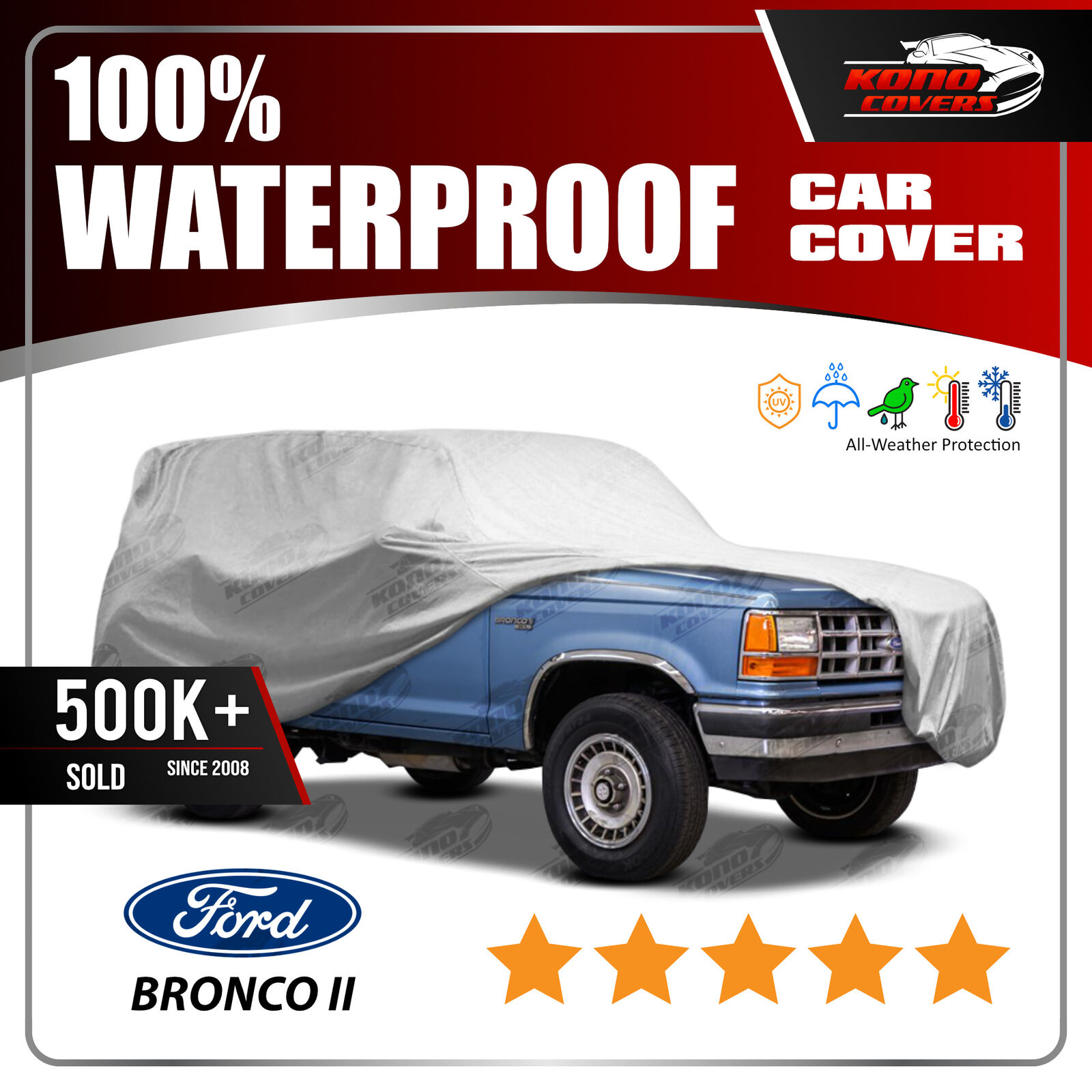 Ford Bronco Ii 6 Layer Waterproof Car Cover 1984 1985 1986 1987 1988 1989 1990