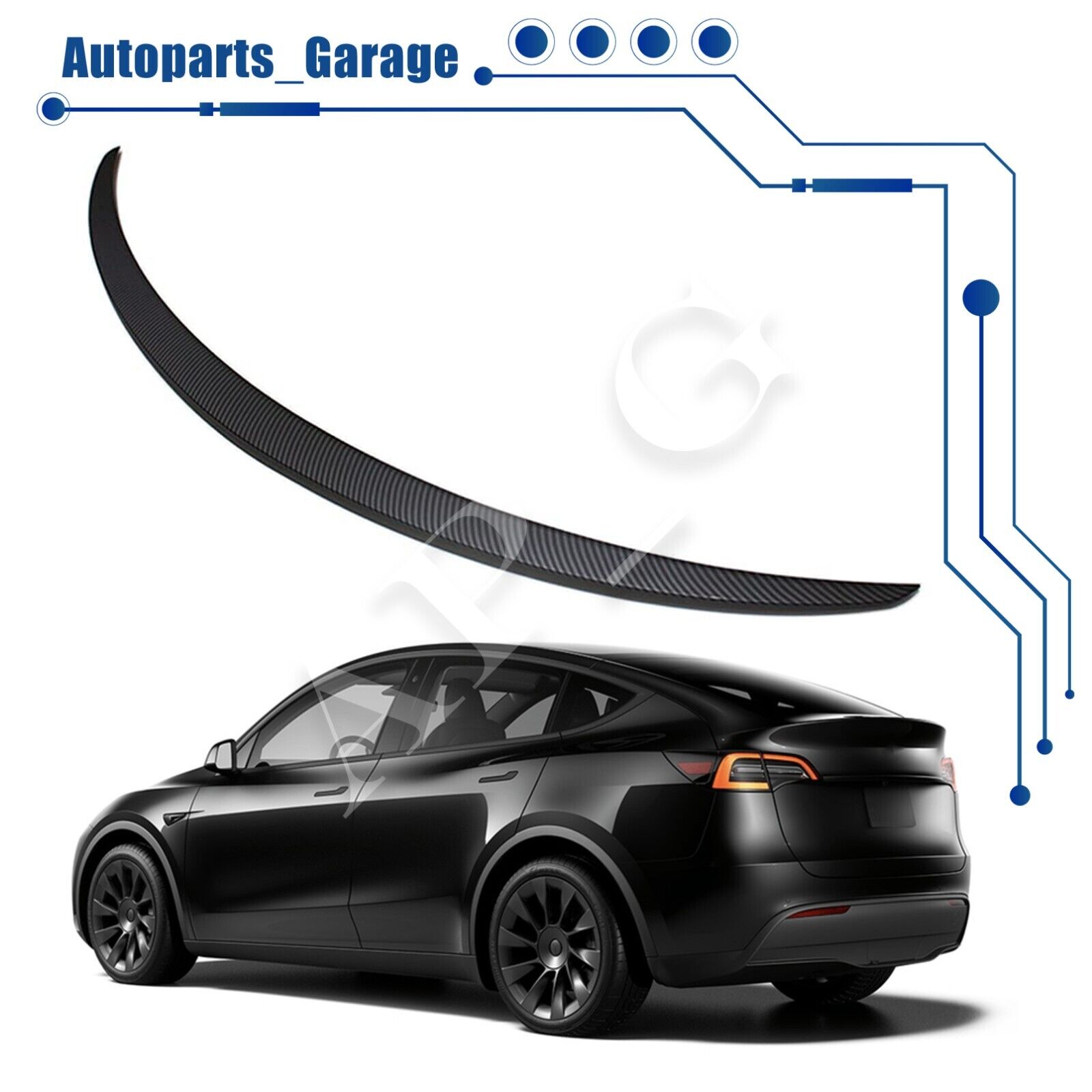 For Tesla Model Y 2020 - 2023 Rear Trunk Lip Spoiler Wing (Matte Carbon Fiber)