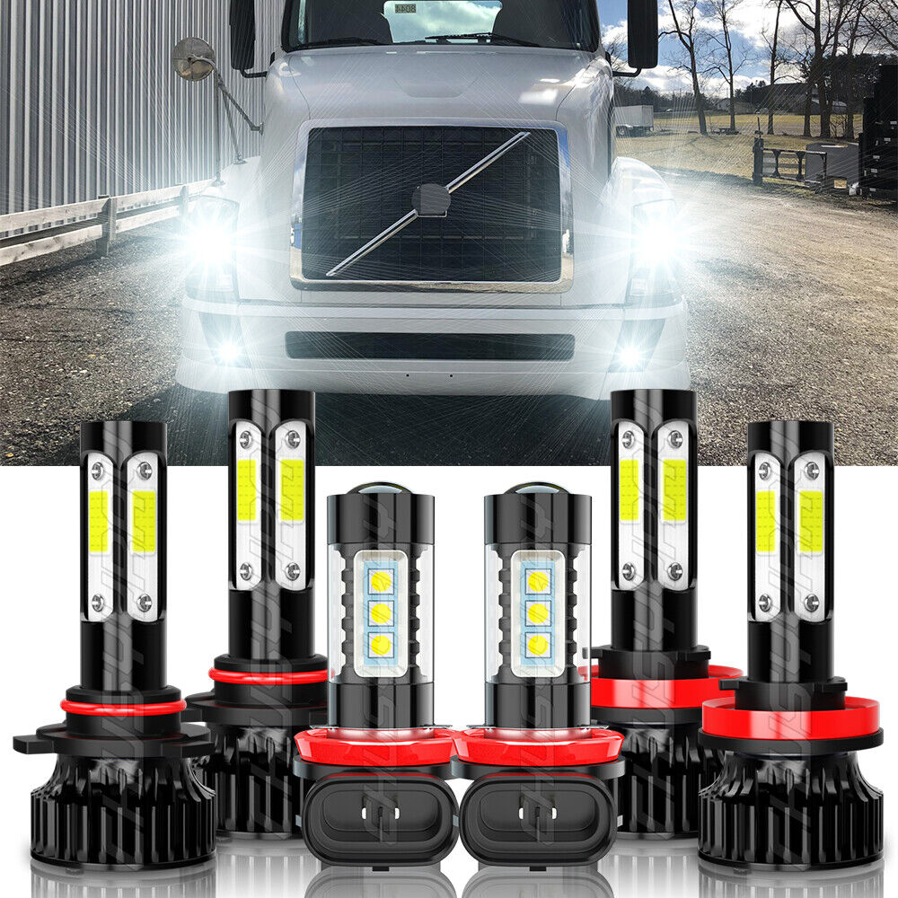 For Volvo VNL VNM 2004-2015 6000K LED Headlight Hi-Low Beam Fog Light Bulbs Kits