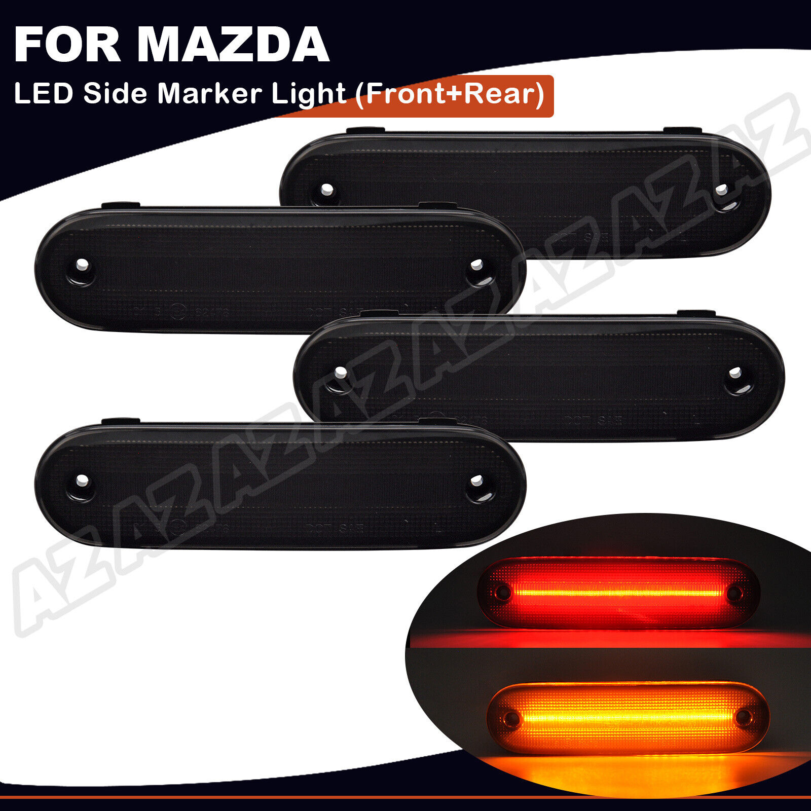 4pcs Smoked LED Side Marker Light Lens Front Rear FOR MAZDA MX-5 MIATA 1990-2005