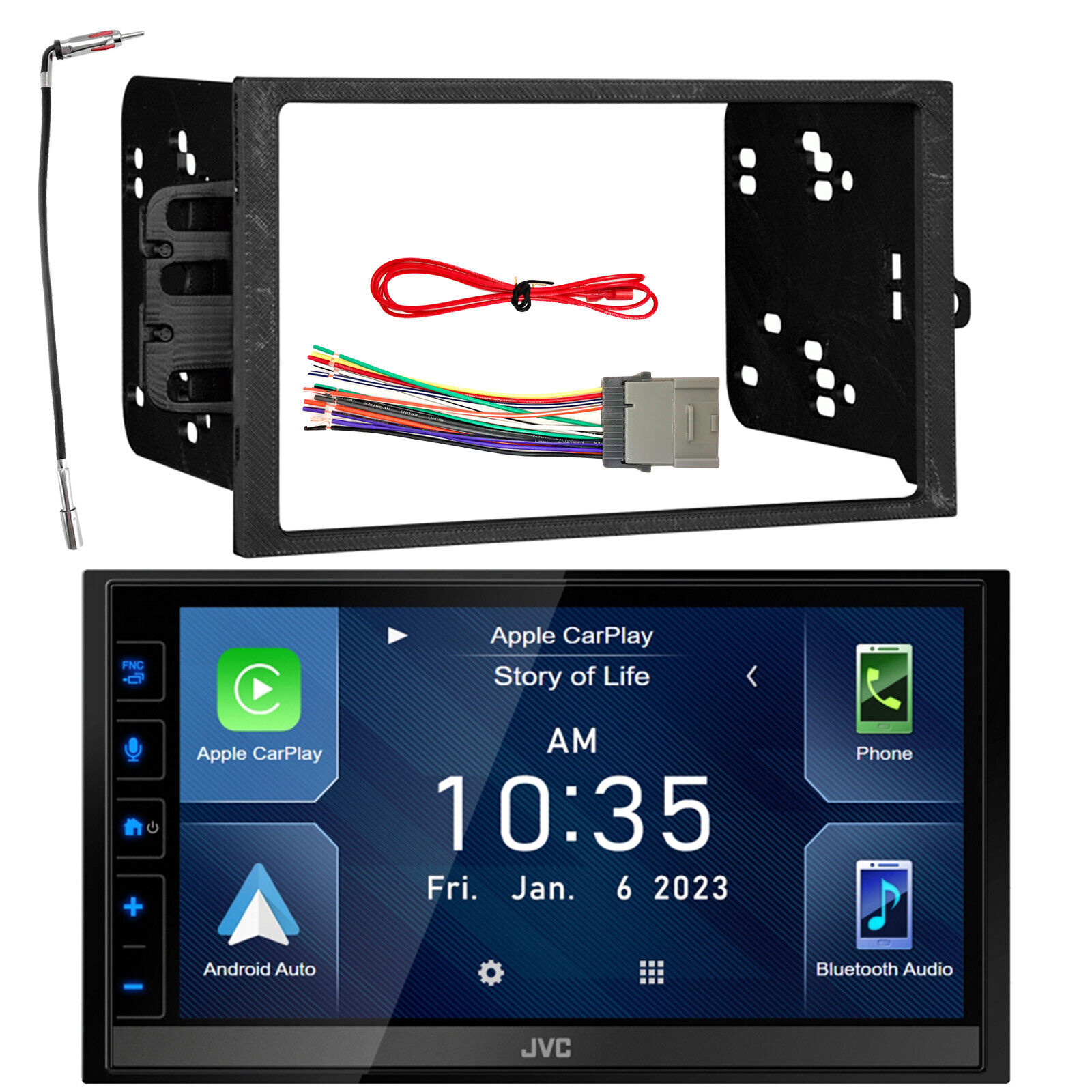 JVC KW-M788BH Double DIN Bluetooth Car Radio with Select GM Installation Kit
