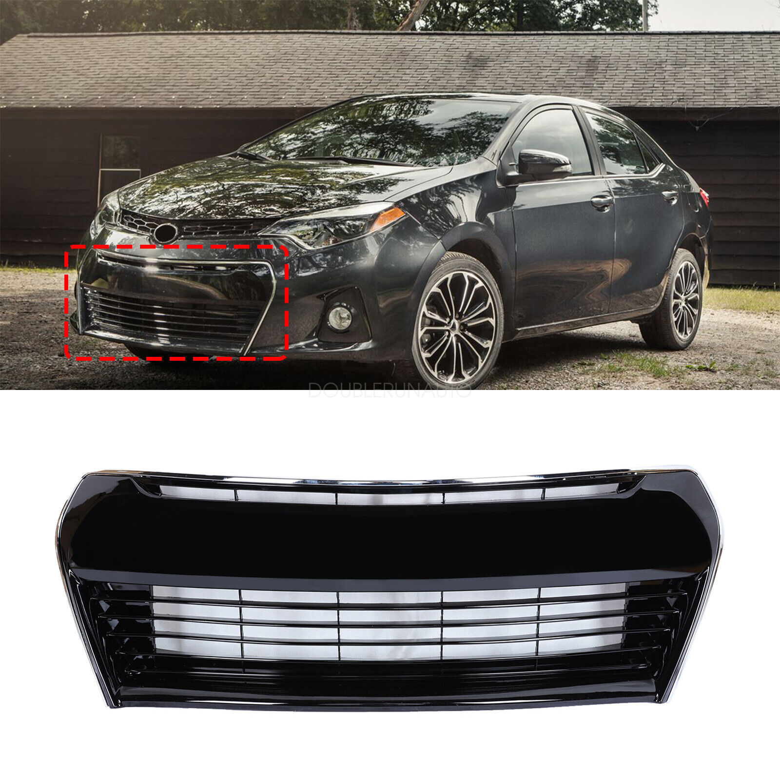 For 2014-2016 Toyota Corolla Front Bumper Lower Grille S TYPE Grill Chrome Trim