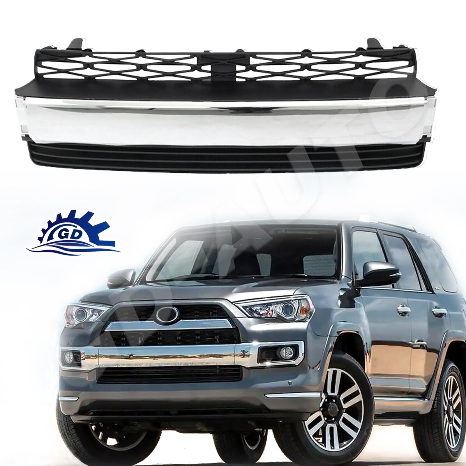For 2014-2020 Toyota 4Runner Limited Front Bumper Lower Grille With Chrome Trim