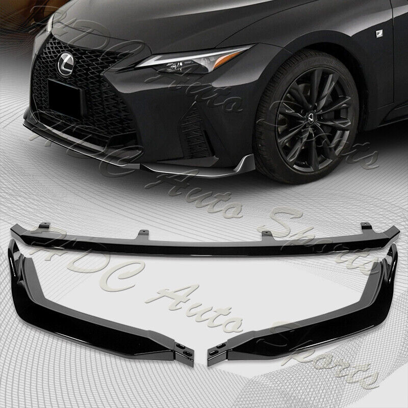 For 2021-2023 Lexus IS350 IS500 F-Sport V-Style Painted Black Front Bumper Lip