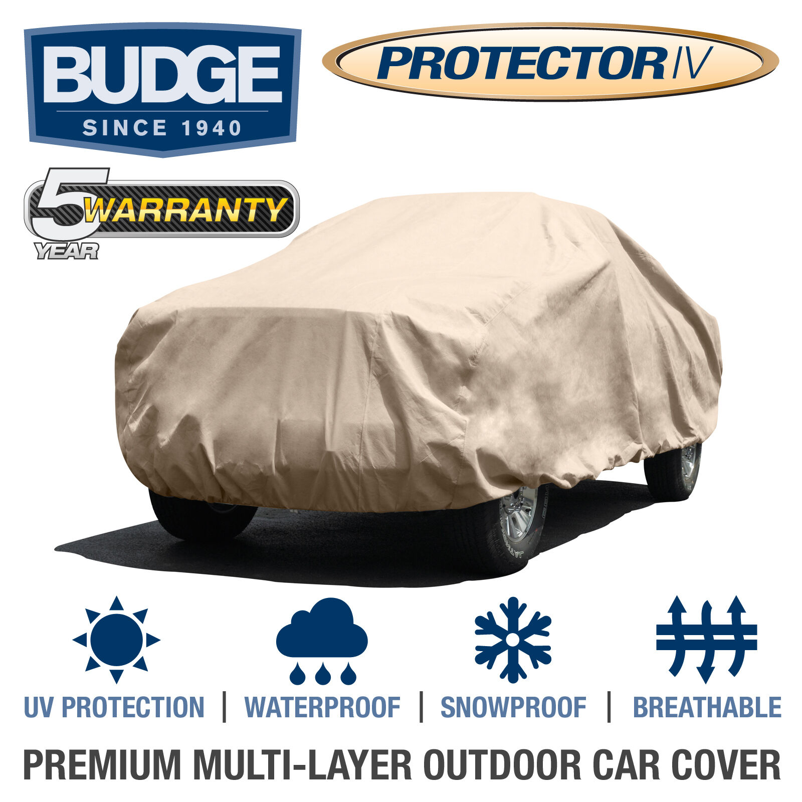 Budge Protector IV Truck Cover Fits Crew Cab Long Bed up to 22\' Long |Waterproof