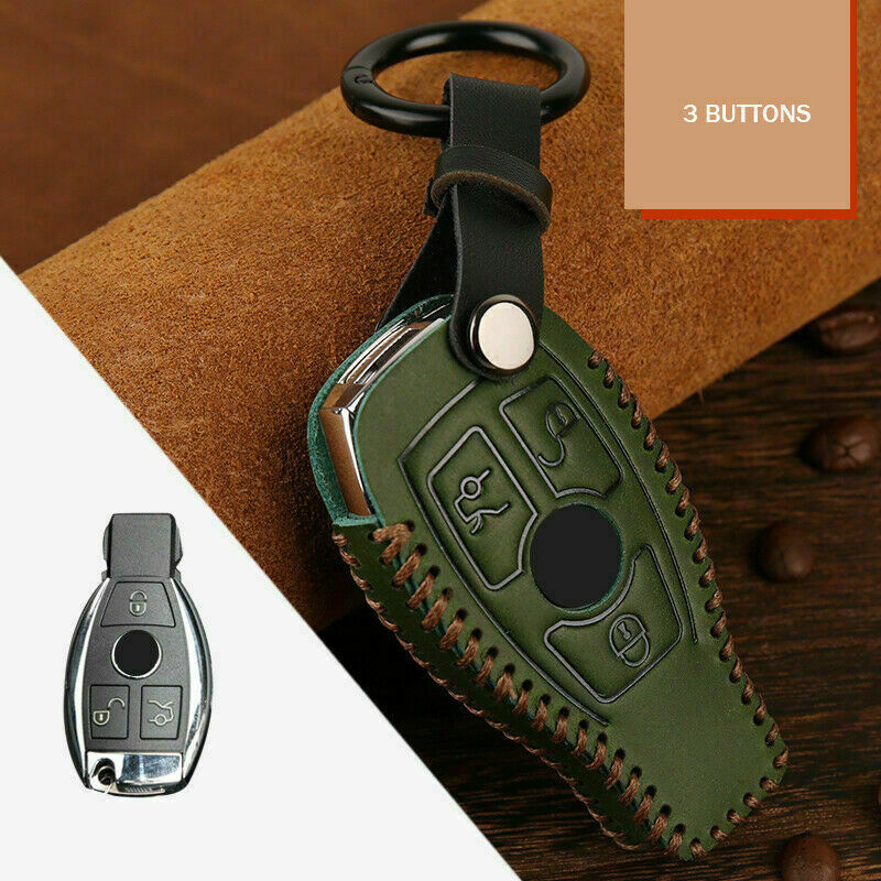 Genuine Leather Car Key Fob Case Cover For Mercedes Benz A B C E G S M Class AMG
