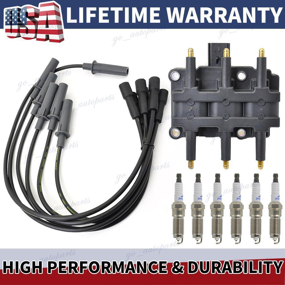 6X Spark Plugs + Wire Set & Coil Pack For Town & Country Grand Caravan 3.3L 3.8L