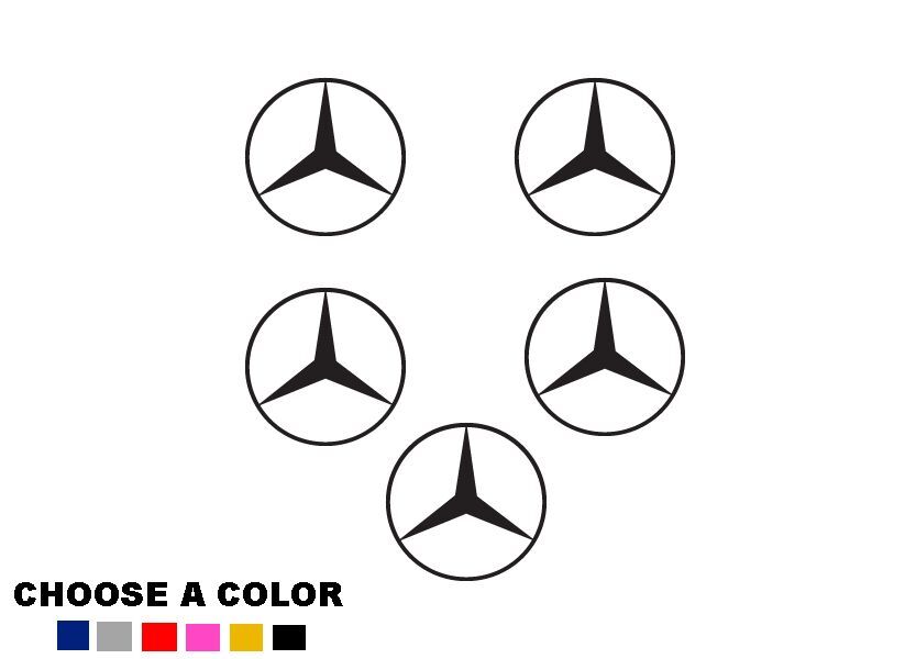 Mercedes Benz 5X Logo badge window hub caps Decal Stickers AMG Class E C Benzo