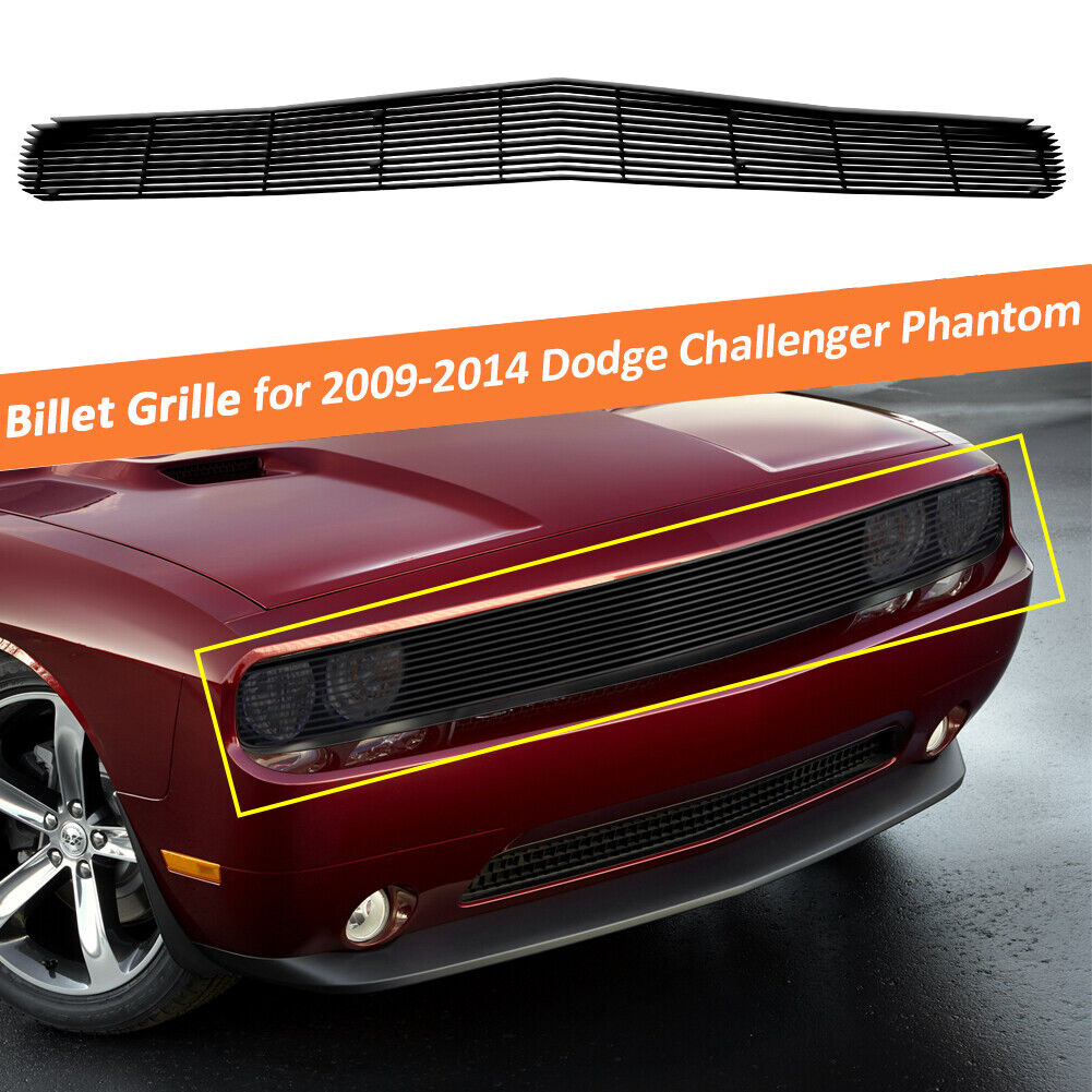 Fits 2009-2014 Dodge Challenger Phantom Black Billet Grille Main Upper Grill 