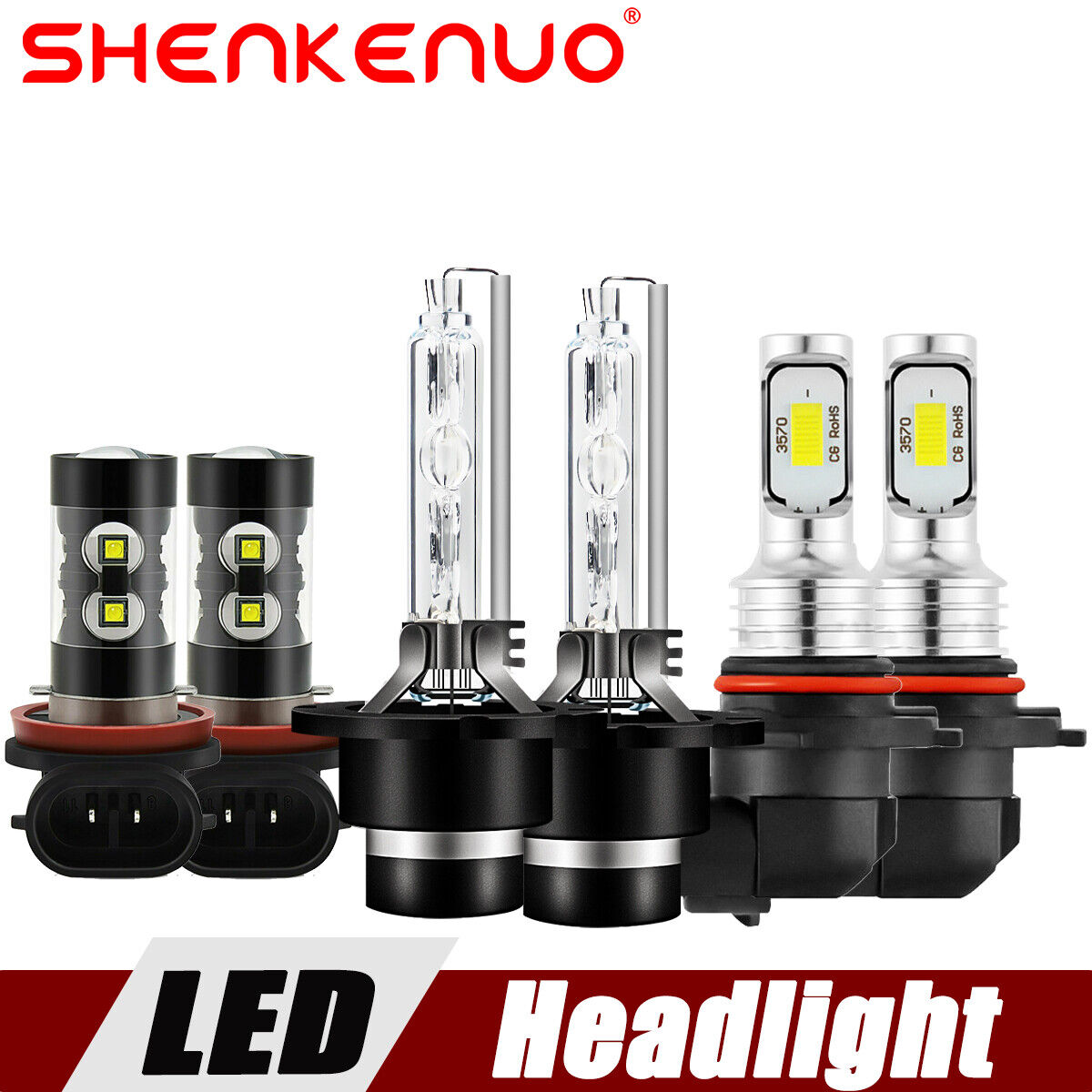 For Acura TSX 2009-2014 Combo HID/LED Headlight Hi / Lo Beam&Fog Light Bulbs KIT