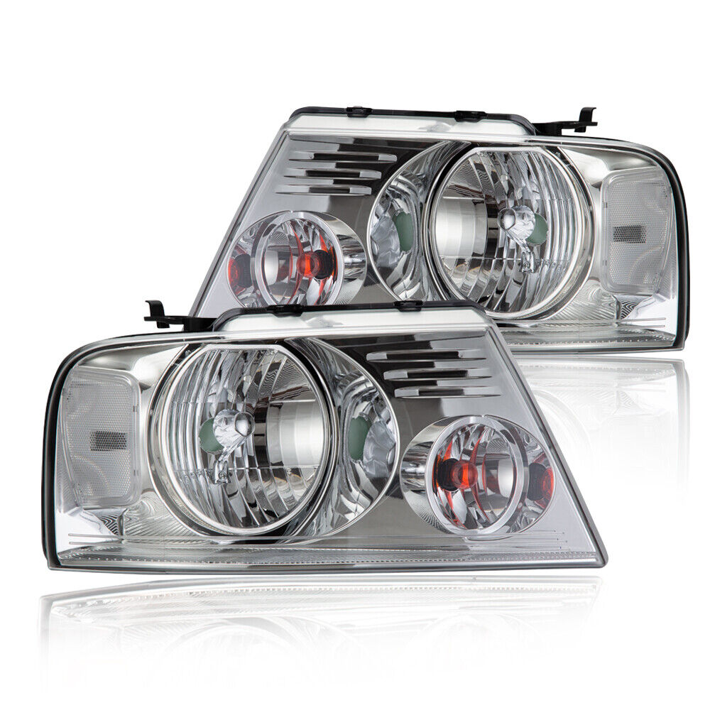 FIT FOR 2004-2008 FORD F150 LINCOLN MARK LT CLEAR CHROME HEADLIGHTS LAMPS LH+RH