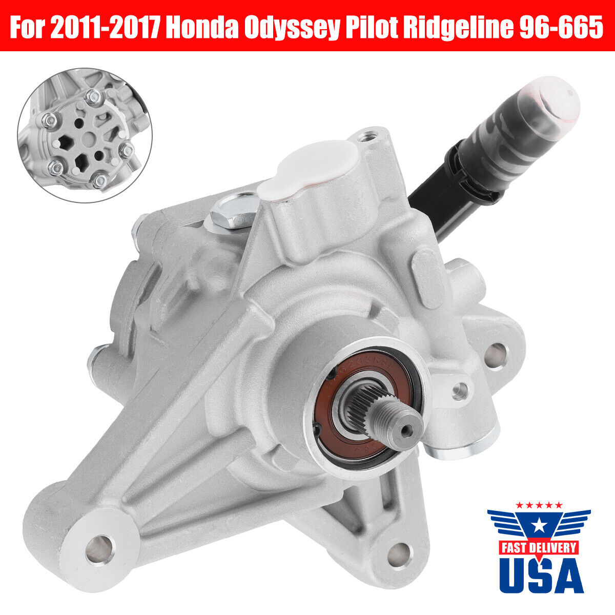 Premium Power Steering Pump 96-665 For 11-17 Honda Odyssey Pilot Ridgeline OEM