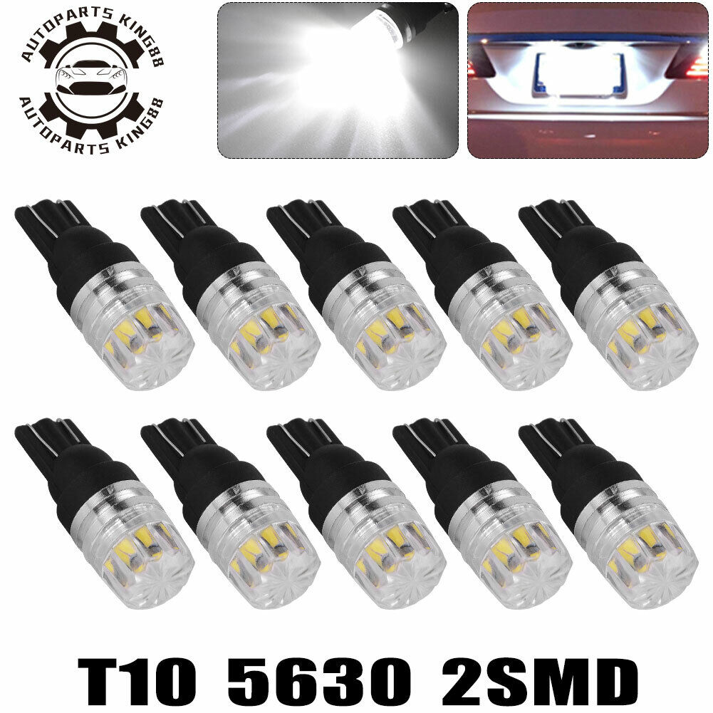 10x White T10 2SMD LED High Power Dome Map License Light Bulbs W5W 168 194 2825