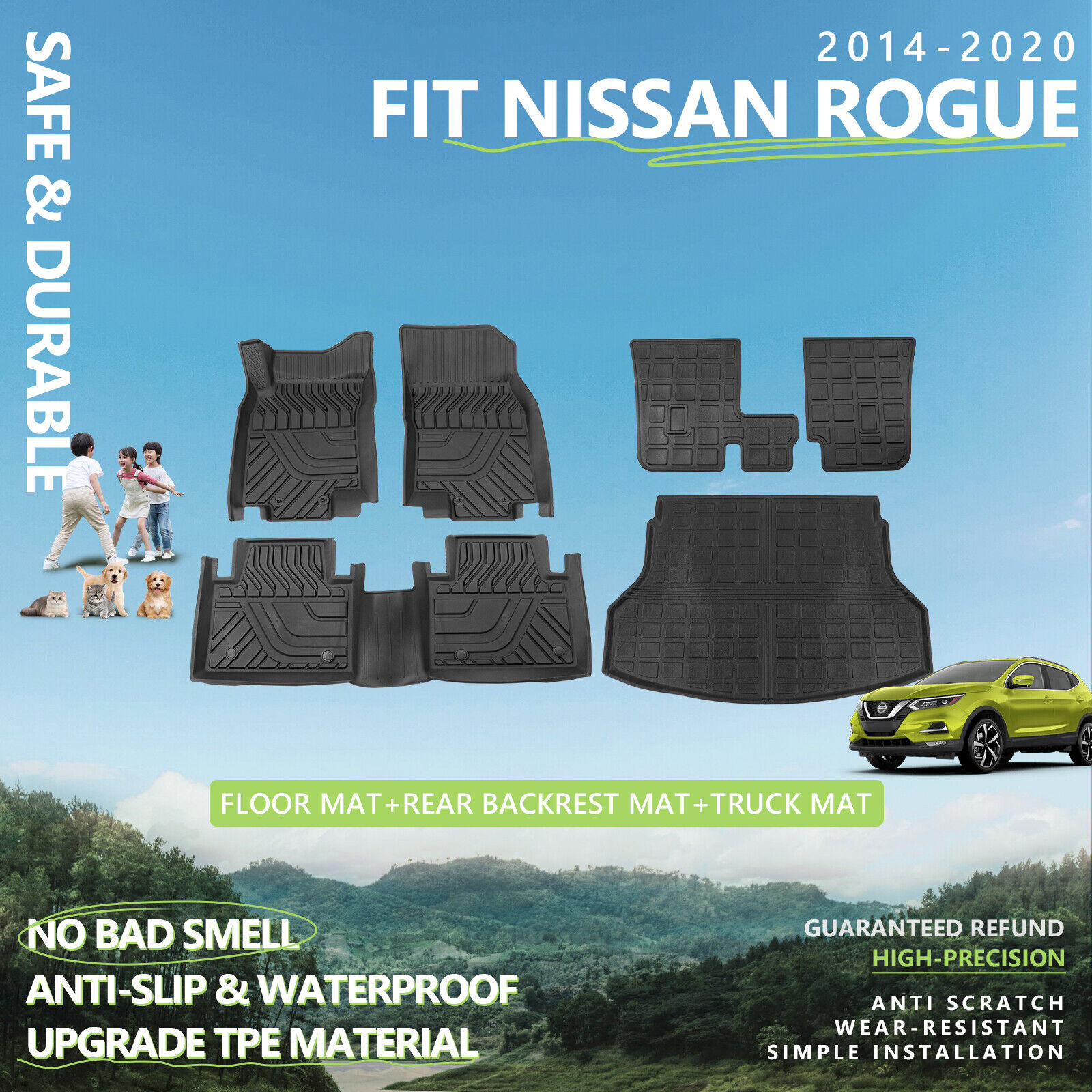 For 2014-2020 Nissan Rogue SV S SL Floor Mats Trunk Mat Cargo Liners Accessories